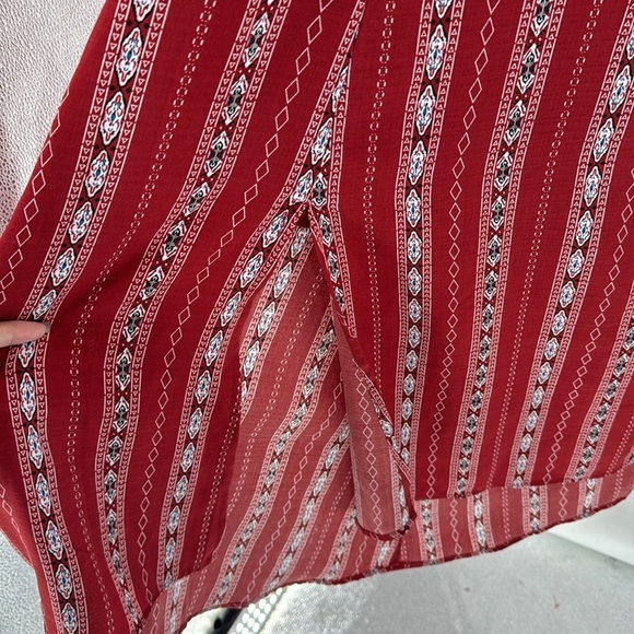 Lulus Calabash Rust Red Print Midi Dress dress up or down heels or flip flops - Picture 4 of 13